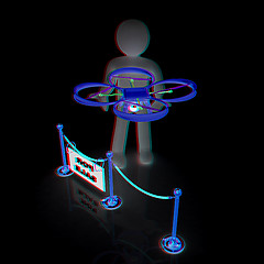 Image showing Drone, quadrocopter, with photo camera at the technical exhibiti