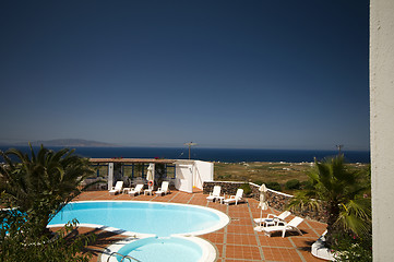 Image showing swimming pool greek islands santorini