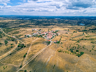 Image showing Aerial View Red Tiles Roofs Typical Village