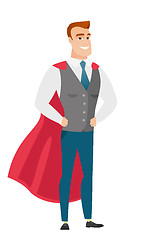 Image showing Businessman wearing a red superhero cloak.