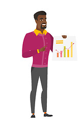 Image showing African business man showing financial chart.