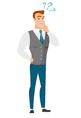 Image showing Thinking businessman with question marks.