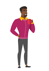 Image showing African-american businessman holding cup of coffee