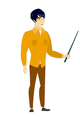 Image showing Asian business man holding pointer stick.