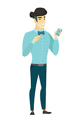 Image showing Asian business man holding a mobile phone.