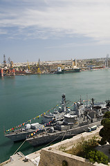 Image showing editorial military ships grand harbor vallettta malta