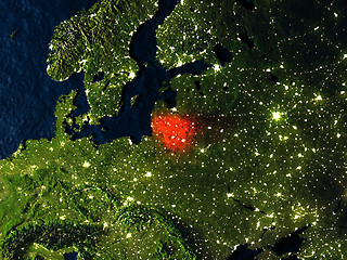 Image showing Lithuania in red from space at night