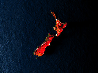 Image showing New Zealand in red from space at night