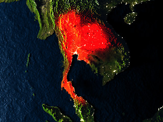 Image showing Thailand in red from space at night