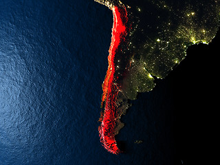 Image showing Chile in red from space at night