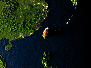 Image showing Taiwan in red from space at night