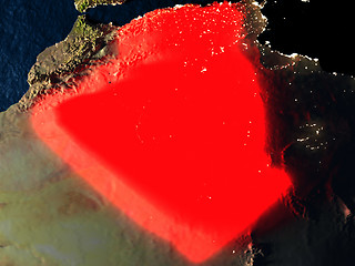 Image showing Algeria in red from space at night