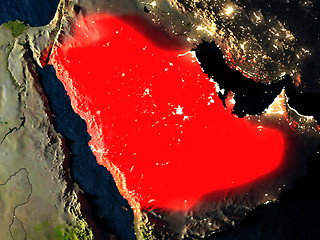 Image showing Saudi Arabia in red from space at night