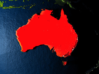 Image showing Australia in red from space at night