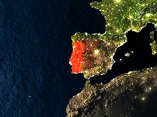 Image showing Portugal in red from space at night