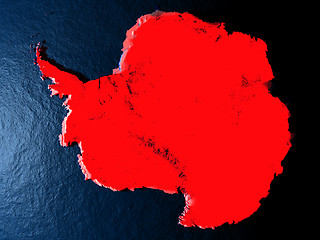 Image showing Antarctica in red from space at night