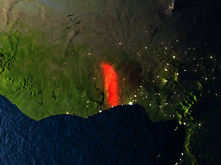 Image showing Togo in red from space at night
