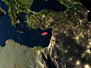 Image showing Cyprus in red from space at night