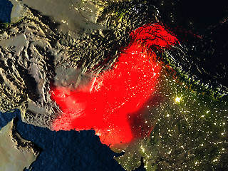 Image showing Pakistan in red from space at night