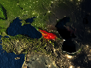 Image showing Georgia in red from space at night