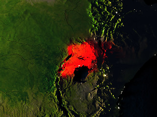 Image showing Uganda in red from space at night