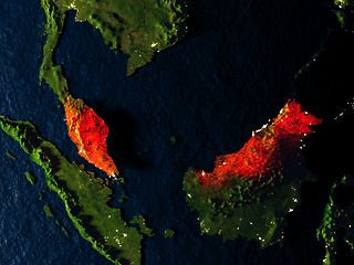 Image showing Malaysia in red from space at night