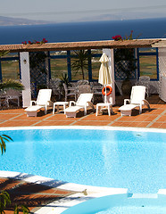 Image showing swimming pool greek islands santorini