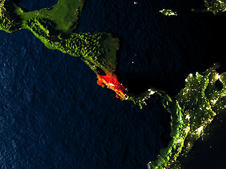 Image showing Costa Rica in red from space at night