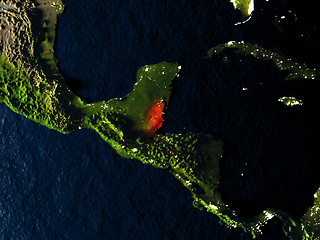 Image showing Belize in red from space at night