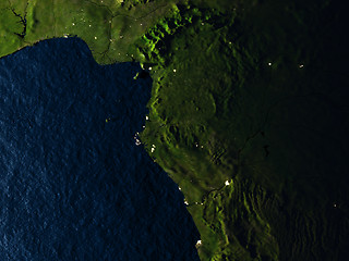 Image showing Gabon in red from space at night