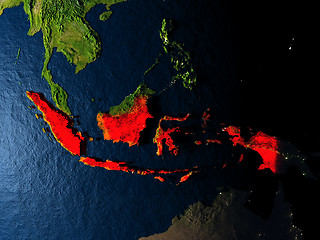 Image showing Indonesia in red from space at night