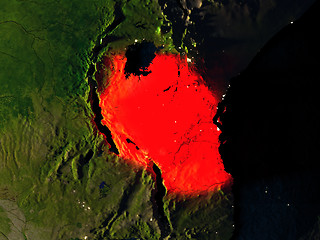 Image showing Tanzania in red from space at night
