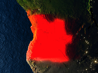 Image showing Angola in red from space at night