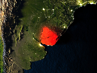 Image showing Uruguay in red from space at night