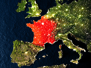 Image showing France in red from space at night