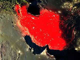 Image showing Iran in red from space at night