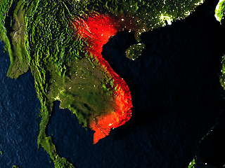 Image showing Vietnam in red from space at night