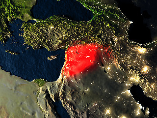 Image showing Syria in red from space at night