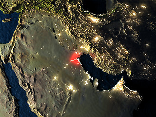 Image showing Kuwait in red from space at night