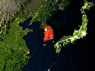 Image showing South Korea in red from space at night