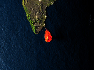 Image showing Sri Lanka in red from space at night