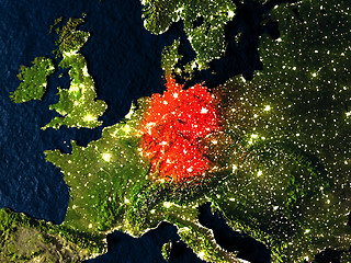 Image showing Germany in red from space at night