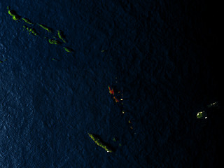 Image showing Vanuatu in red from space at night