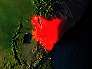 Image showing Kenya in red from space at night