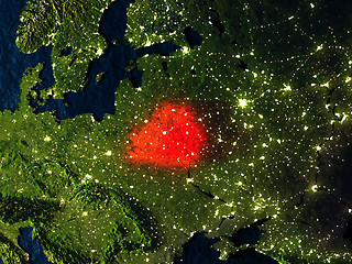 Image showing Belarus in red from space at night