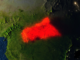 Image showing Central Africa in red from space at night