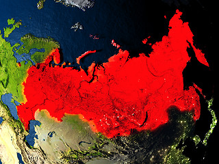 Image showing Russia in red from space at night