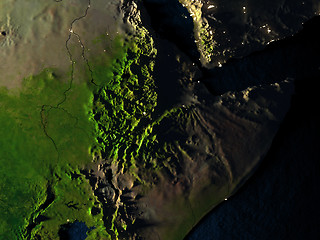 Image showing Ethiopia in red from space at night