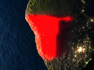 Image showing Namibia in red from space at night