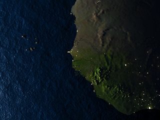 Image showing Gambia in red from space at night